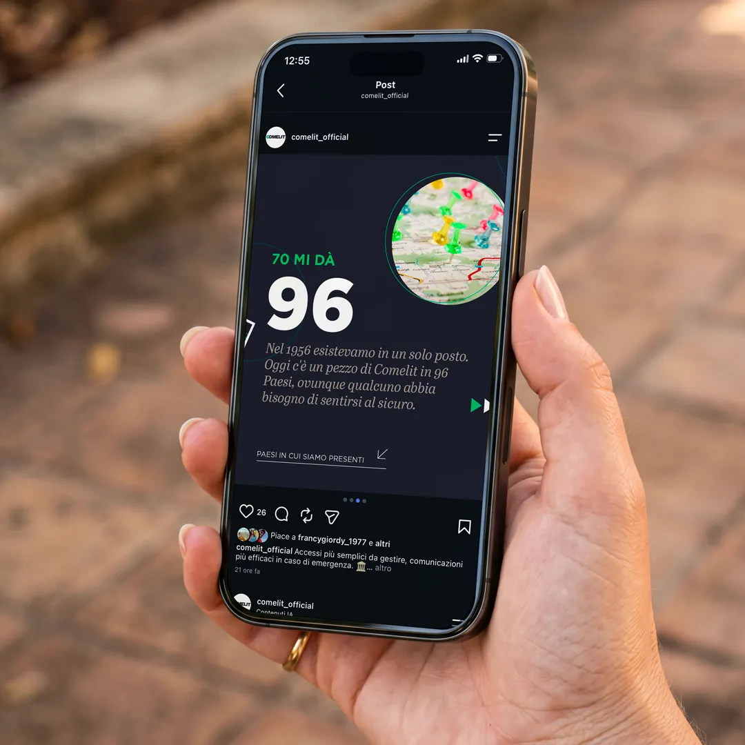 Comelit 70th anniversary campaign showing its presence in 96 countries through the “Seventy means plenty” social media campaign.
